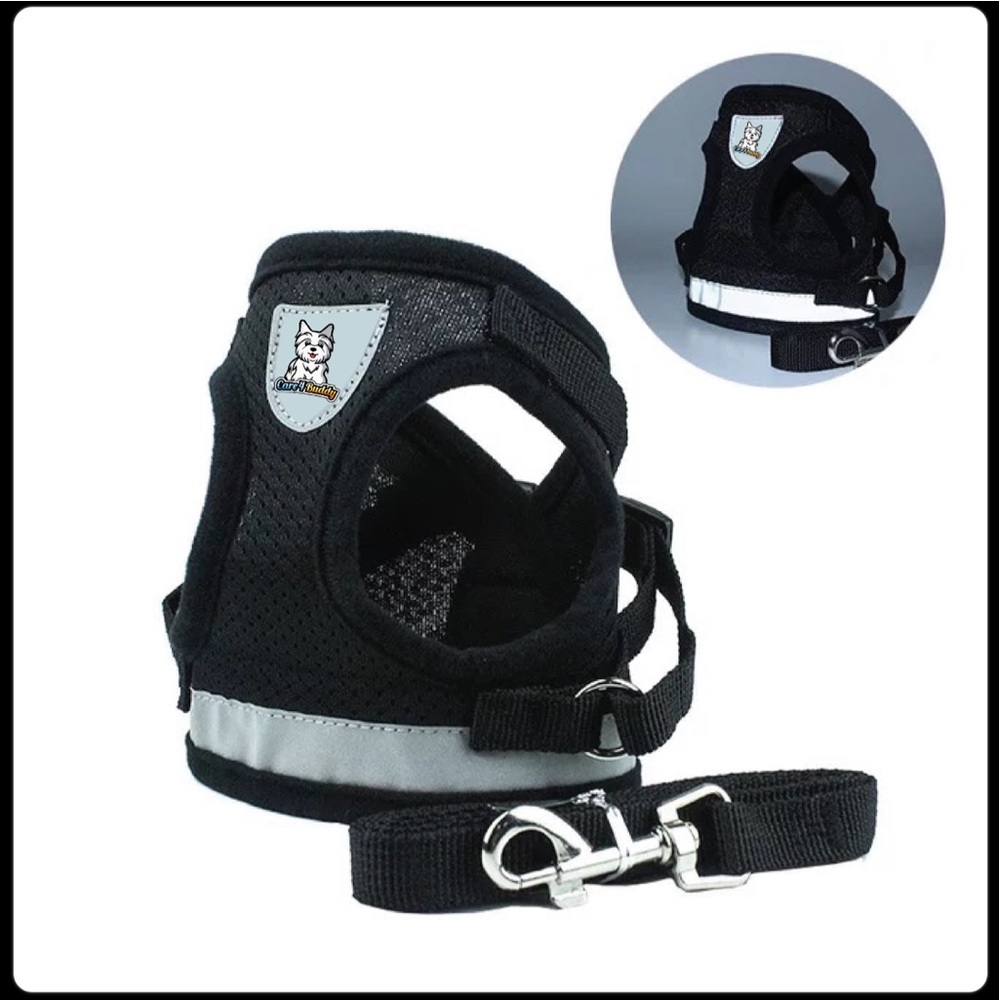 Black Dog Harness Reflective, No-Pull, Adjustable XS to XL